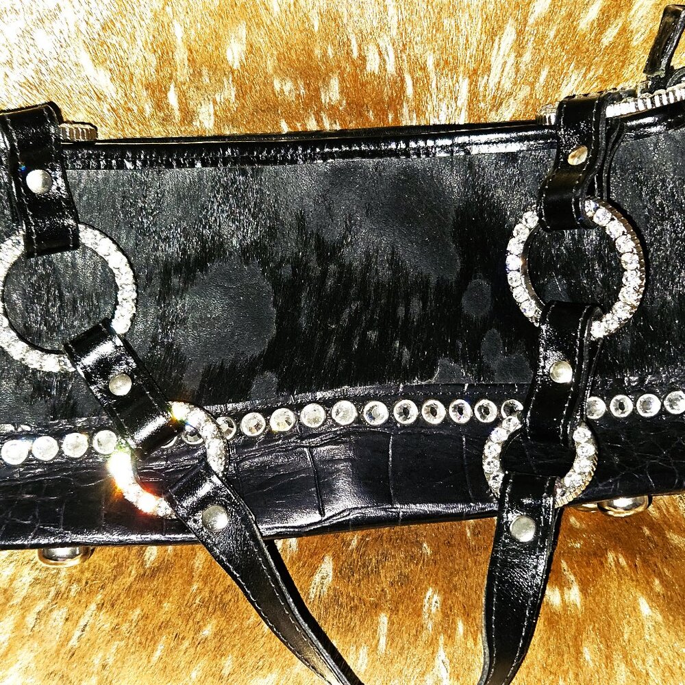 Gorgeous #Raviani Black Hair on Hide Acid Washed Bag